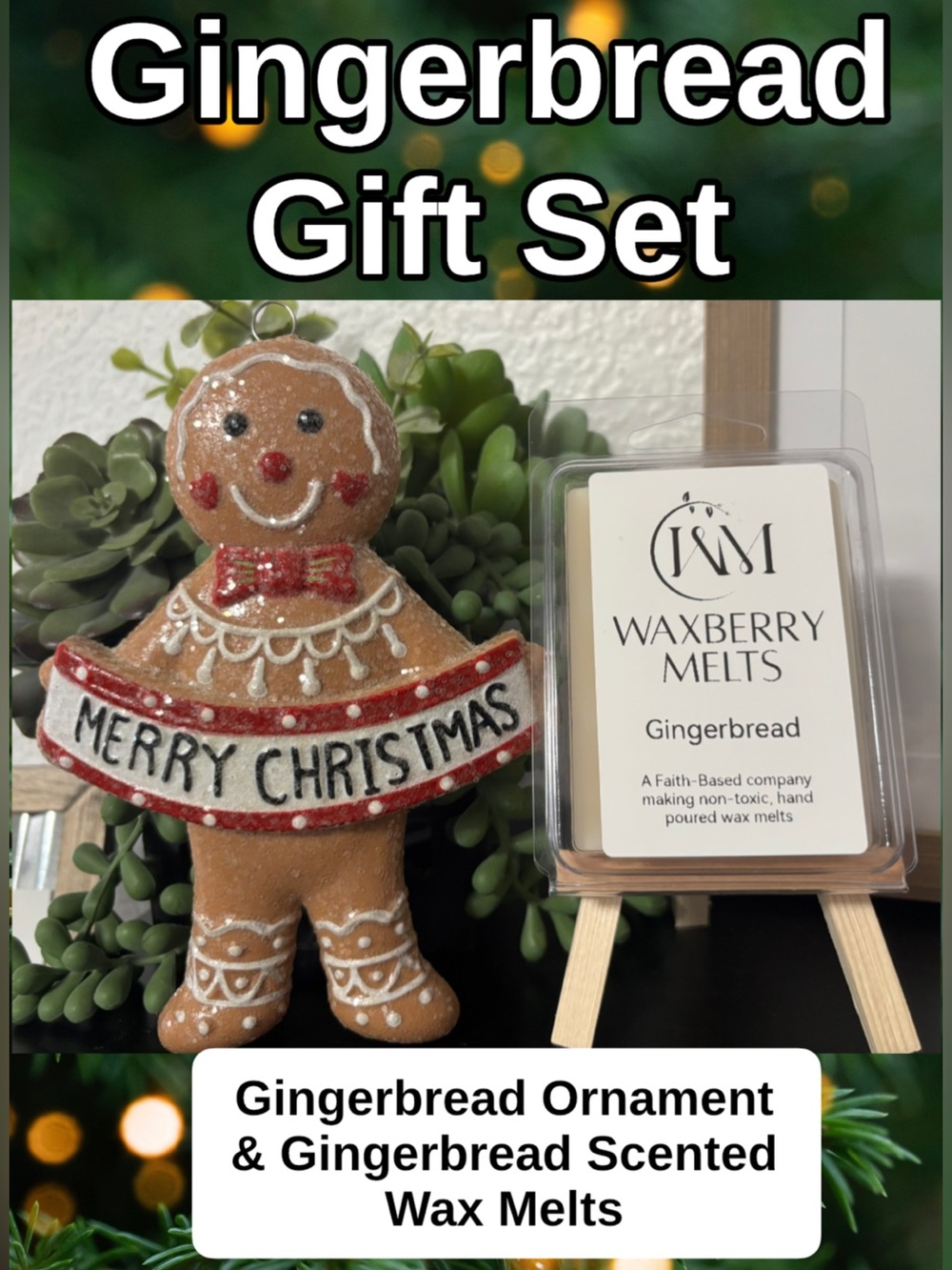 Gingerbread Gift Set with Wax Melts & Brown Gingerbread Ornament